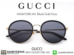 แว่น Gucci GG0677SK Black Gold Grey 