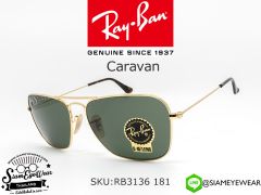 แว่นตา Rayban Caravan RB3136 181 Gold/Green Classic
