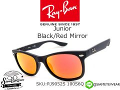 แว่นกันแดดเด็ก Rayban Junior RJ9052S 100S6Q Black/Red Mirror