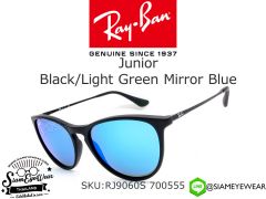 แว่นเด็ก Rayban Junior RJ9060S 700555 Black/Light Green Mirror Blue