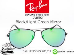 แว่นเด็ก Rayban Junior RJ9506S 201/3R Black/Light Green Mirror