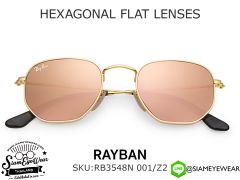 แว่นกันแดด Rayban HEXAGONAL FLAT LENSES RB3548N 001/Z2 Gold/Copper Flash