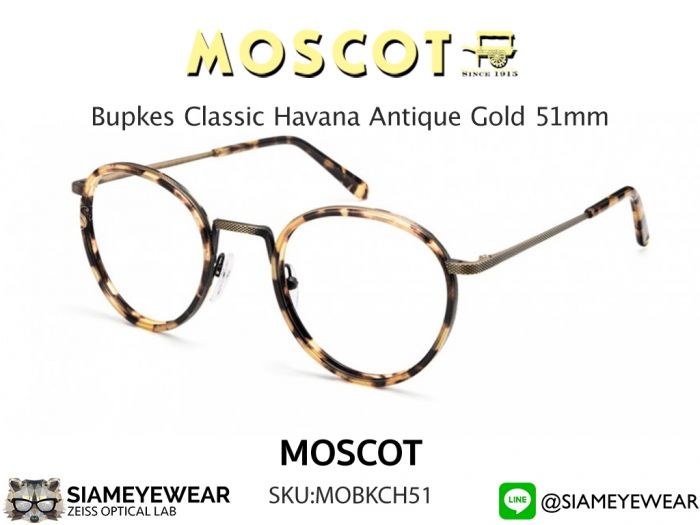 MOSCOT Bupkes Classic Havana Antique Gold 51mm