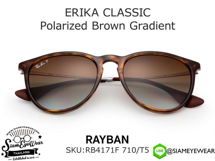 แว่นกันแดด Rayban Erika RB4171F 710/T5 Havana/Brown Gradient polarized