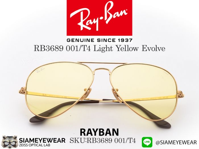 แว่น RayBan Aviator RB3689  Light Yellow Evolve
